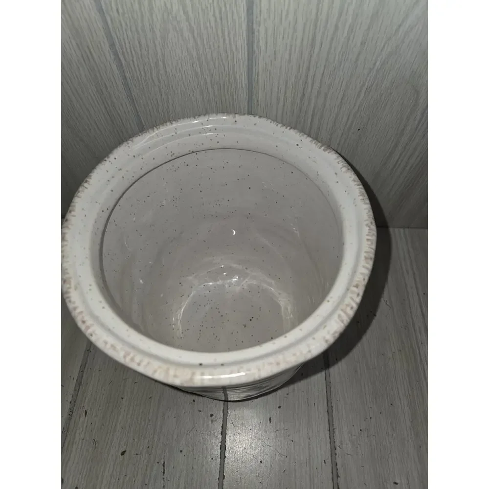 St. Nicholas Square Winter White Country Croc Jar Forest Cabin Deer Planter